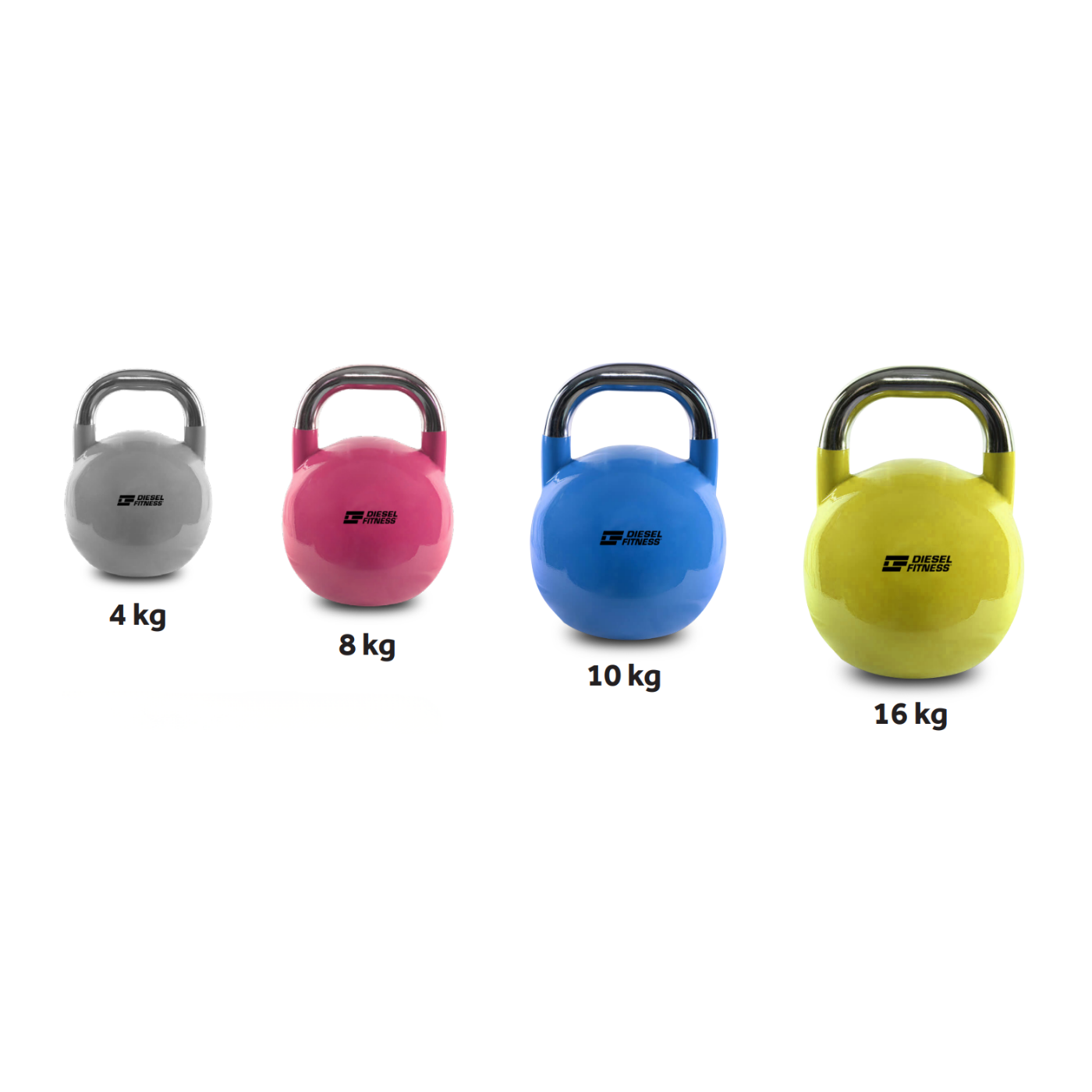 4 kg, 8 kg, 10 kg ve 16 kg ağırlık seçeneklerine sahip Diesel Fitness Competition Kettlebell crossfit antrenman ekipmanı